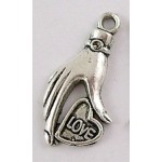 Подвеска металлическая Love 16*31.5 мм. Цвет черненое серебро. ОПТ